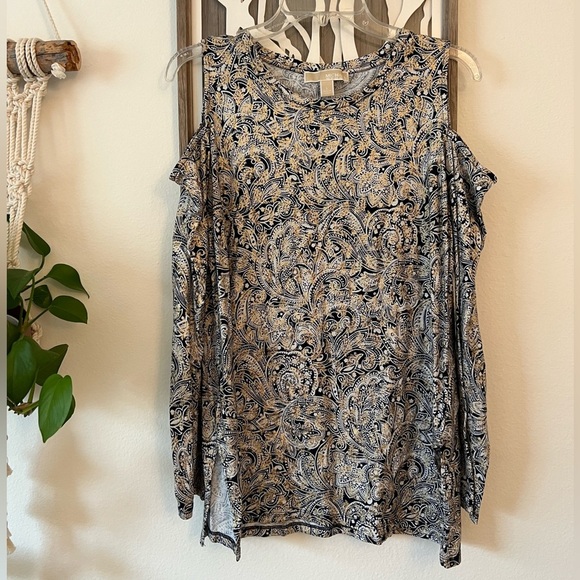 Women’s Michael Kors Cutout Long Sleeve Blouse Size L - Picture 3 of 8